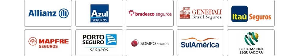 ALLIANZ, AZUL, BRADESCO, GENERALI, ITAU, MAPFRE, PORTO SEGURO, SUL AMÉRICA, TOKIO MARIN, SOMPO